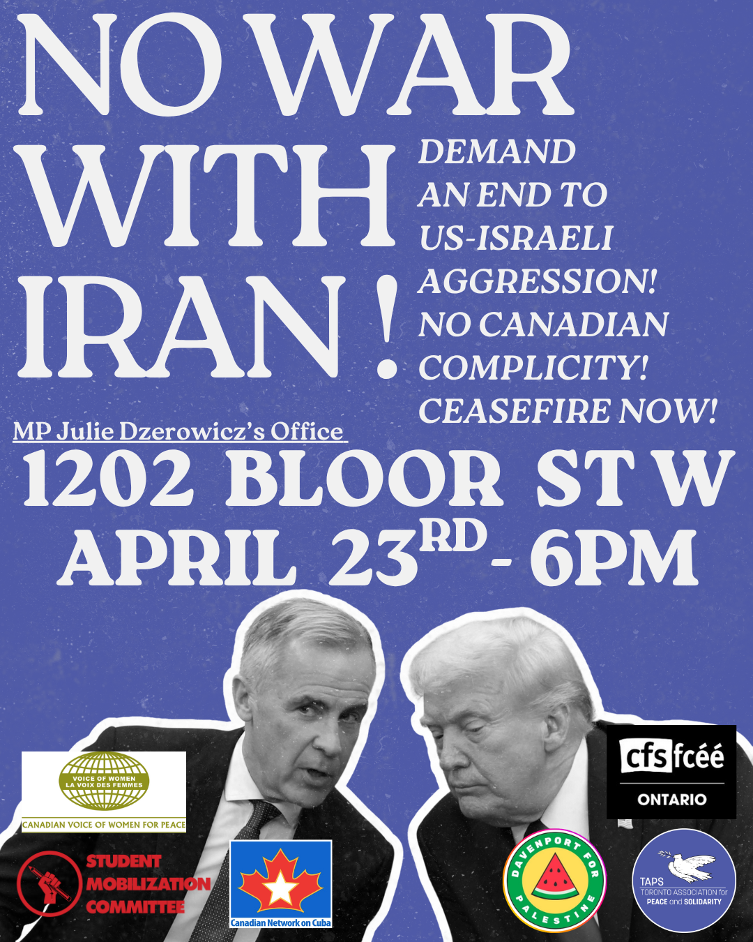 No War with Iran! 1202 Bloor St W April 23rd- 6pm